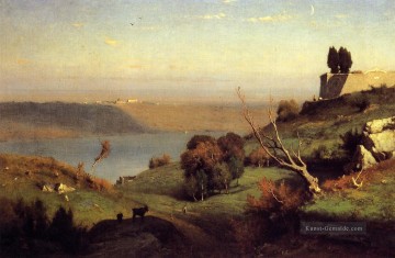 Teich See Wassfall Werke - Castel Gandolfo Landschaft Tonalist George Inness
